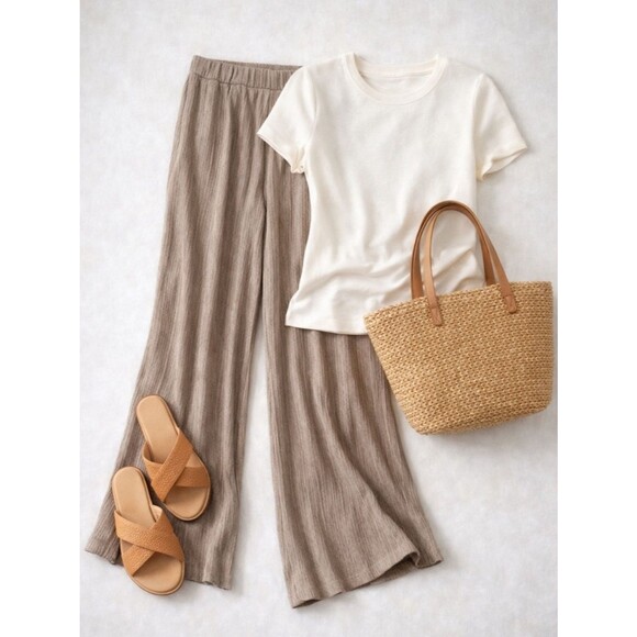 J. Jill Pants - NWT J Jill Wide Leg Pants Large Pull On Ribbed Elastic Waist